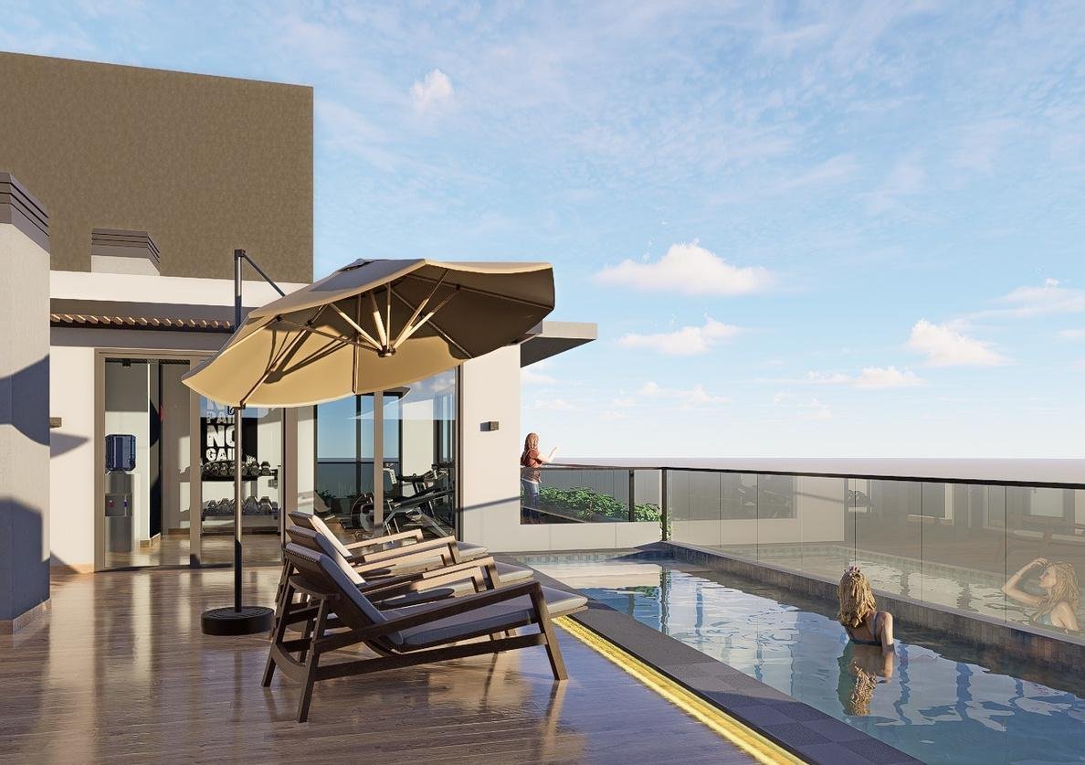 Piscina y terraza de Park Loft Los Árboles